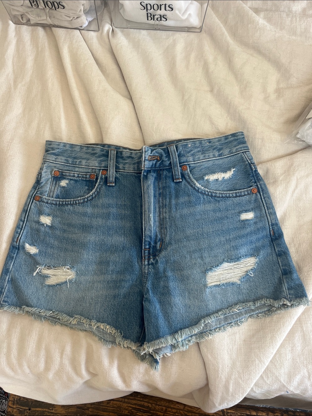 Madewell Blue Distressed Denim Shorts - Casual High-Rise Summer Cutoffs